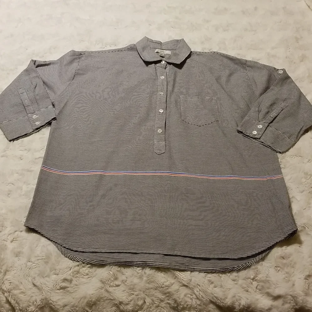 J. Crew Striped Button Up Preppy Nautical Shirt Women Size 8
